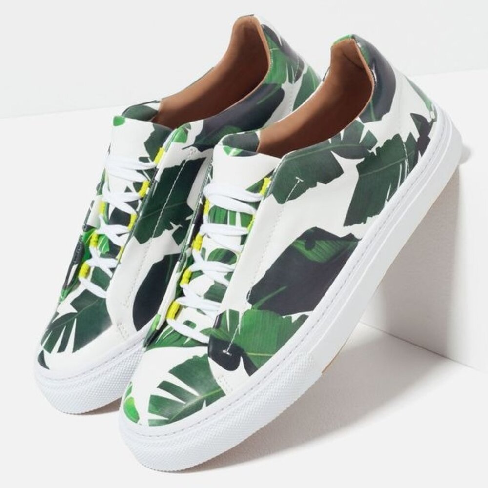 NWOT Zara Palm Tree Print Sneakers